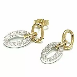 ovaal witte diamant oorsteker in 14 karaat goud en witgoud met diamant