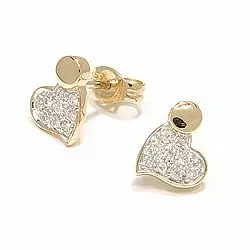 Hart diamant oorbellen in 14 karaat goud met rodium met diamanten