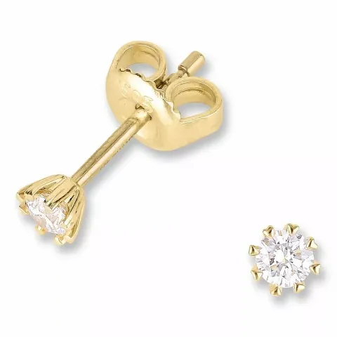 rond briljant oorbellen in 14 karaat goud met diamant