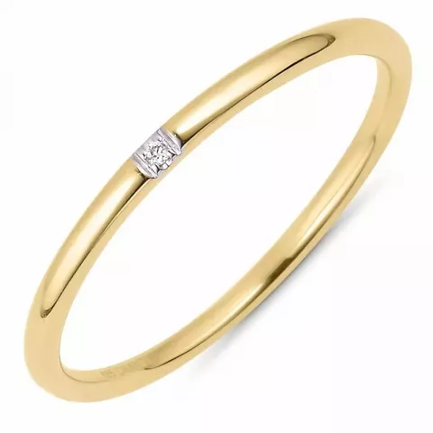 smal briljant ring in 9 karaat goud-en witgoud 0,003 ct