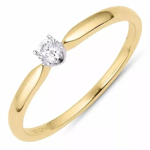 solitaire ring in 14 karaat goud-en witgoud 0,09 ct