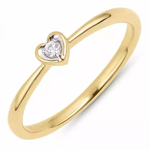 hart briljant ring in 14 karaat goud-en witgoud 0,03 ct