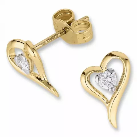 Hart briljant oorbellen in 14 karaat goud met diamanten 
