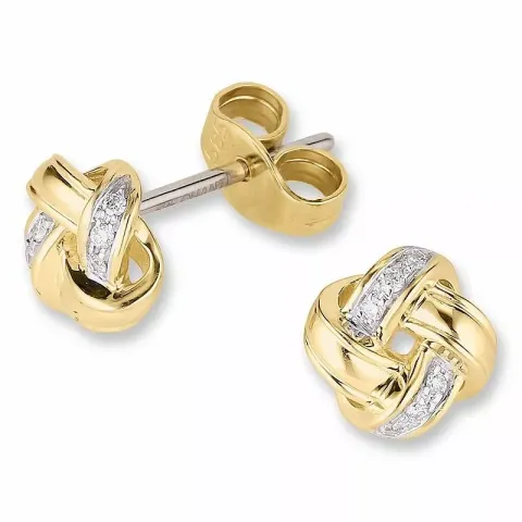 Diamant oorbellen in 14 karaat goud en witgoud met diamanten