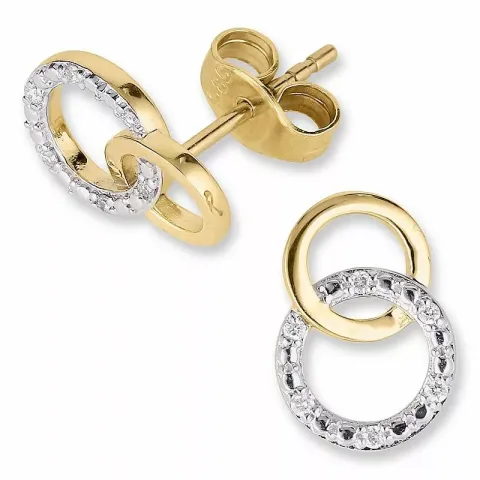 rond briljant oorbellen in 14 karaat goud en witgoud met diamant
