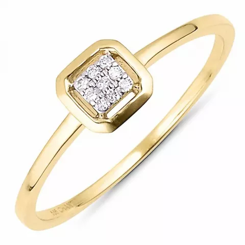 Vierkant diamant gouden ring in 14 karaat goud-en witgoud 0,03 ct