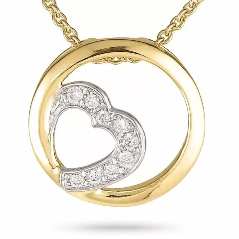 Hart diamant hanger met ketting in 14 caraat goud-en witgoud 0,04 ct