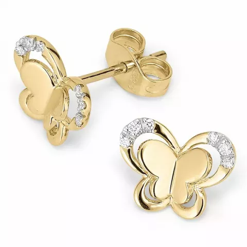 Vlinder briljant oorbellen in 14 karaat goud met diamanten 