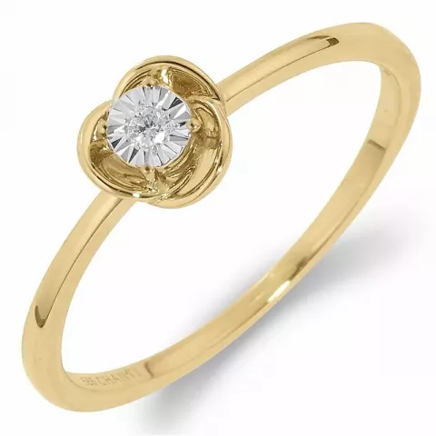 Bloem diamant ring in 14 karaat goud-en witgoud 0,01 ct