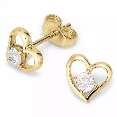 Hart briljant oorbellen in 14 karaat goud en witgoud met diamanten 