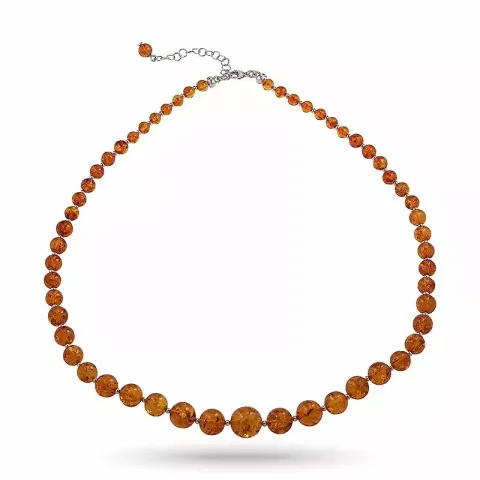 Elegant rond barnsteen ketting in zilver