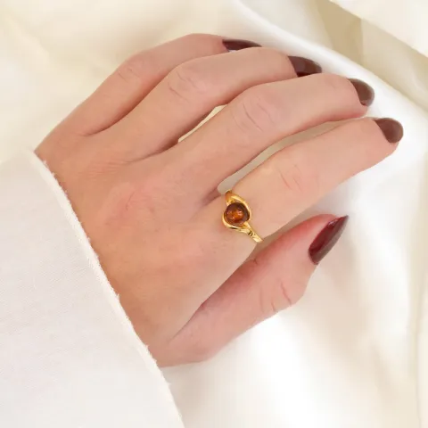 barnsteen ring in verguld sterlingzilver