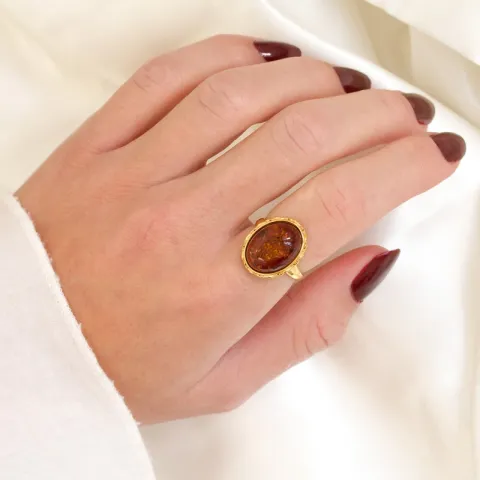 barnsteen ring in verguld sterlingzilver