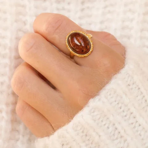 barnsteen ring in verguld sterlingzilver