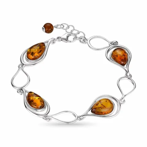 Groot barnsteen armband in zilver