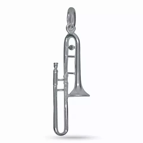 Groot trompet hanger in zilver