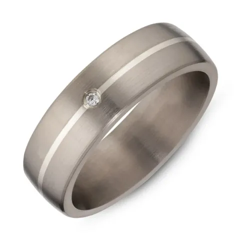 Damesring in titanium en zilver