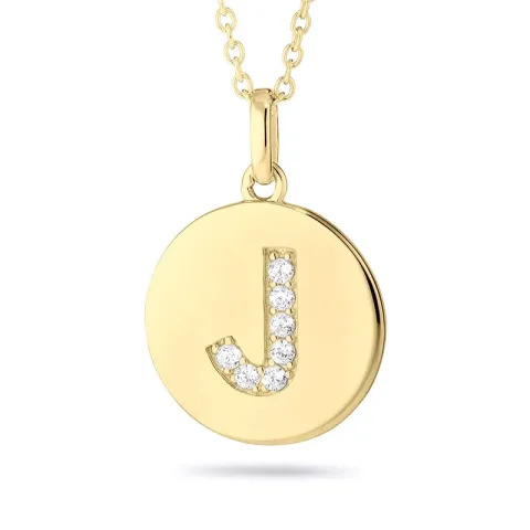 letter j zirkoon hanger met ketting in verguld sterlingzilver