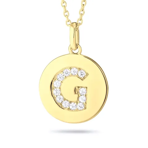 letter g zirkoon hanger met ketting in verguld sterlingzilver