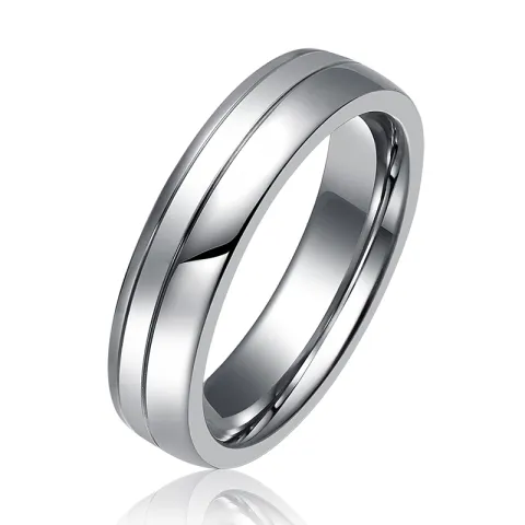 Herenring in titanium en zilver