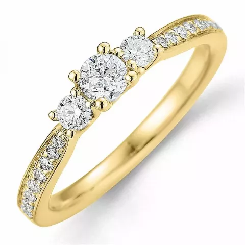 diamant ring in 14 karaat goud 0,20 ct 2 x 0,065 ct 0,10 ct