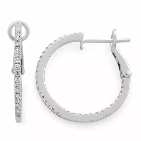 16 mm diamant creool in 14 karaat witgoud met diamanten 