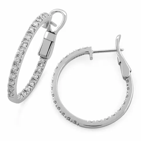 20 mm diamant creool in 14 karaat witgoud met diamanten
