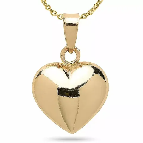 10 x 15,5 mm hart ketting in verguld sterlingzilver met hanger in 8 karaat goud