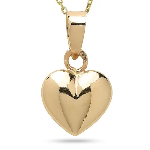9 x 11 mm hart ketting in verguld sterlingzilver met hanger in 8 karaat goud