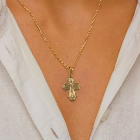 dagmarkruis ketting in verguld sterlingzilver met hanger in 8 karaat goud