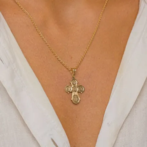 dagmarkruis ketting in verguld sterlingzilver met hanger in 8 karaat goud