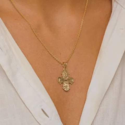 dagmarkruis ketting in verguld sterlingzilver met hanger in 8 karaat goud