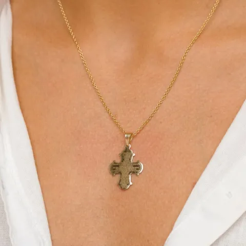 dagmarkruis ketting in verguld sterlingzilver met hanger in 8 karaat goud