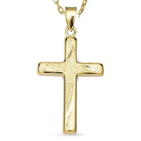kruis ketting in verguld sterlingzilver met hanger in 8 karaat goud