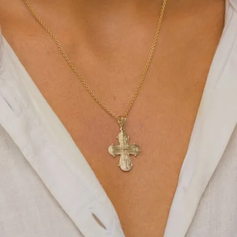 dagmarkruis ketting in verguld sterlingzilver met hanger in 8 karaat goud - Amoré