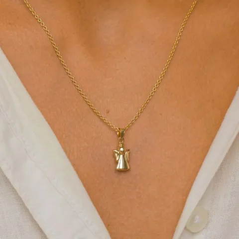 engel ketting in verguld sterlingzilver met hanger in 8 karaat goud - Gold Collection