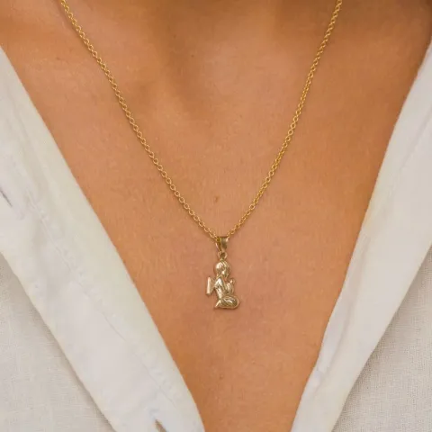 engel ketting in verguld sterlingzilver met hanger in 8 karaat goud