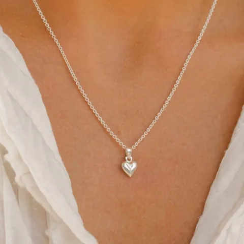 hart ketting in zilver met hanger in zilver - Amoré