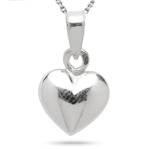 9 x 11 mm hart ketting in zilver met hanger in zilver