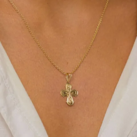 dagmarkruis ketting in verguld sterlingzilver met hanger in 8 karaat goud