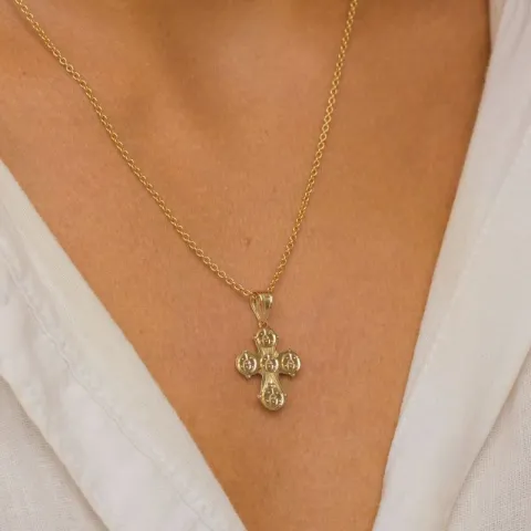 dagmarkruis ketting in verguld sterlingzilver met hanger in 8 karaat goud