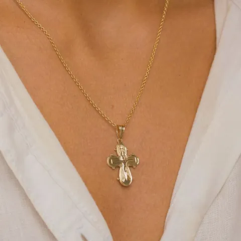dagmarkruis ketting in verguld sterlingzilver met hanger in 14 karaat goud