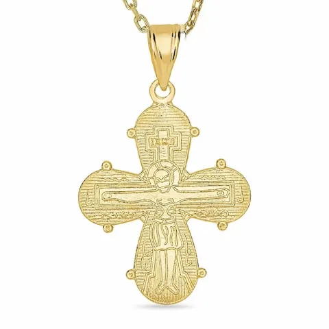 18 x 30 mm dagmarkruis ketting in verguld sterlingzilver met hanger in 14 karaat goud