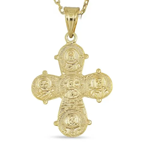 18 x 30 mm dagmarkruis ketting in verguld sterlingzilver met hanger in 14 karaat goud