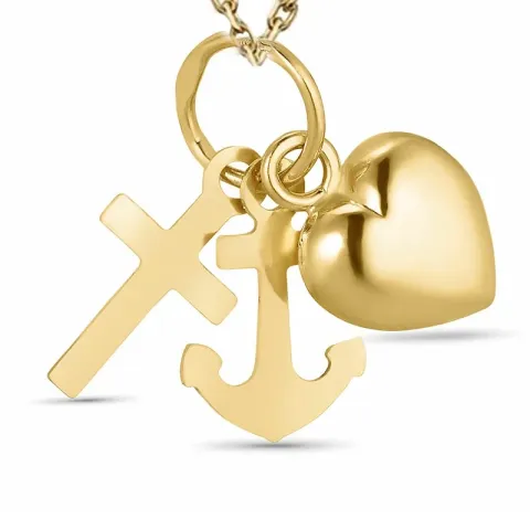 geloof-hoop-liefde ketting in verguld sterlingzilver met hanger in 14 karaat goud