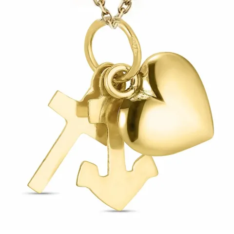 geloof-hoop-liefde ketting in verguld sterlingzilver met hanger in 8 karaat goud