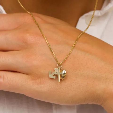 geloof-hoop-liefde ketting in verguld sterlingzilver met hanger in 8 karaat goud
