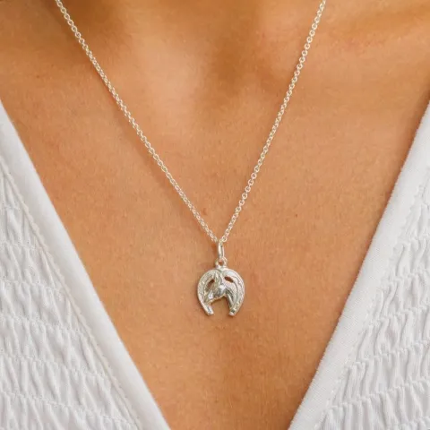 paarden ketting in zilver met hanger in zilver