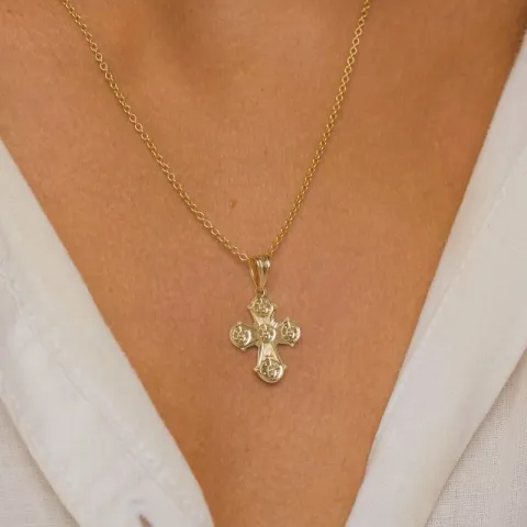 dagmarkruis ketting in verguld sterlingzilver met hanger in 8 karaat goud