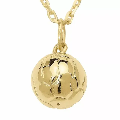 voetbal ketting in verguld sterlingzilver met hanger in 8 karaat goud